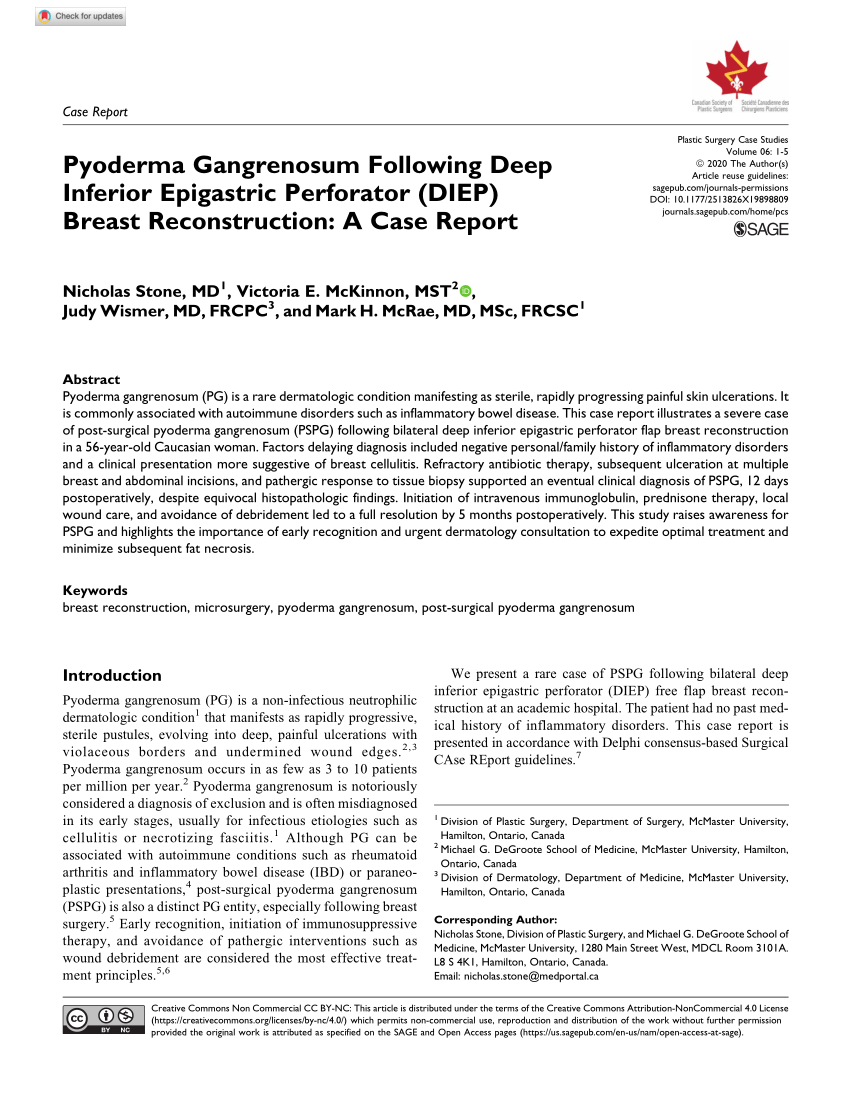 PDF) Pyoderma Gangrenosum Following Deep Inferior Epigastric