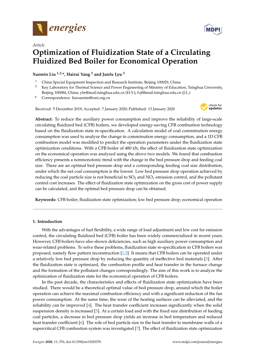 Pdf Optimization Of Fluidization State Of A Circulating Fluidized Bed Boiler For Economical Operation