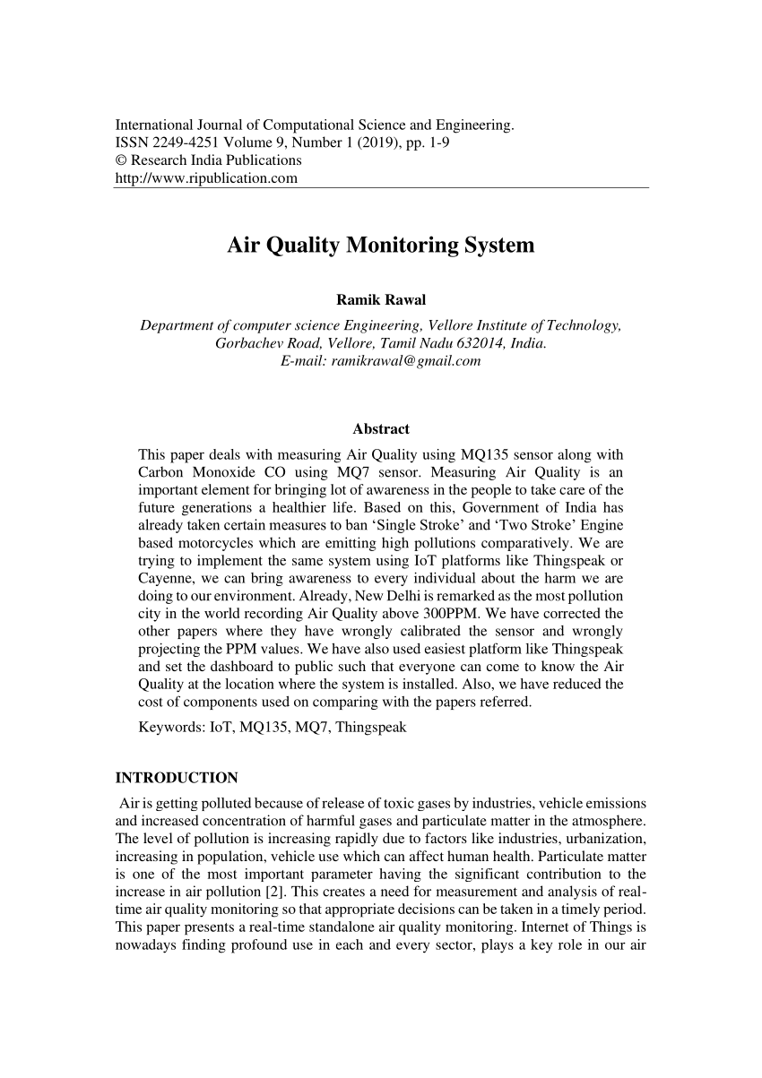 air quality monitoring system research paper