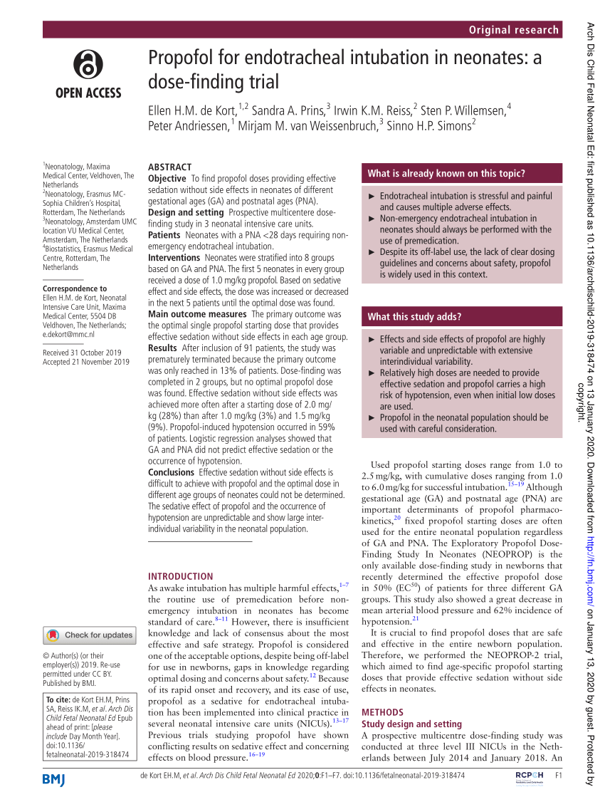 Propofol use in newborns and children: is it safe? A systematic review