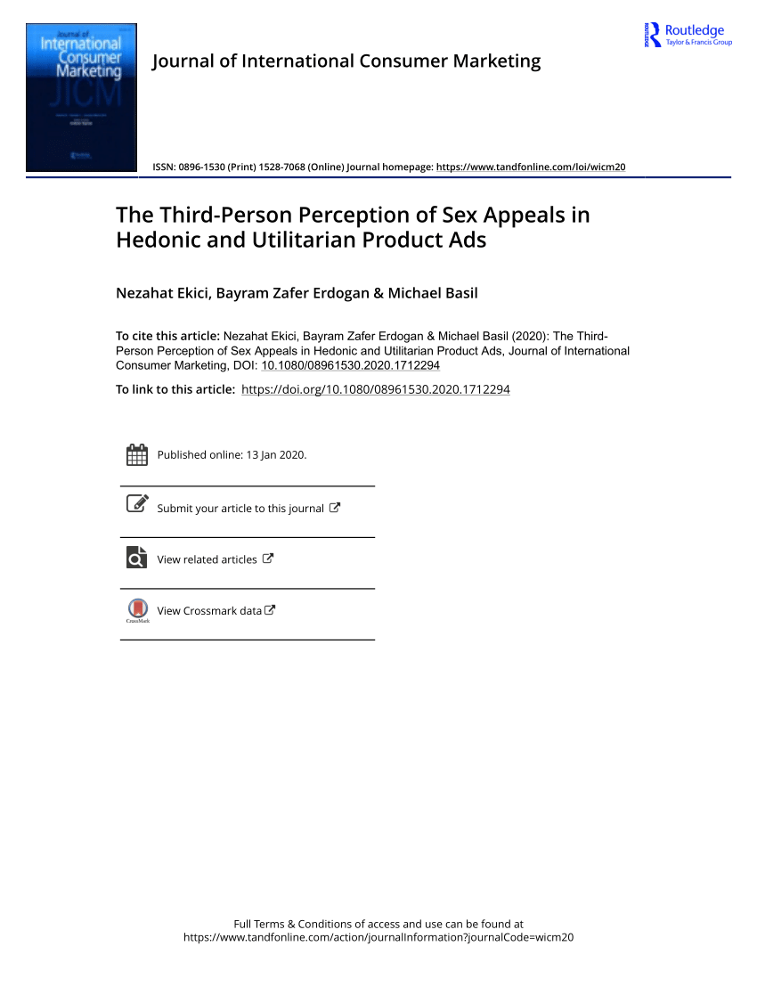 PDF) The Third-Person Perception of Sex Appeals in Hedonic and Utilitarian  Product Ads