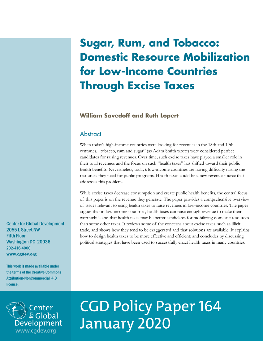  PDF Sugar Rum And Tobacco Domestic Resource Mobilization For Low 