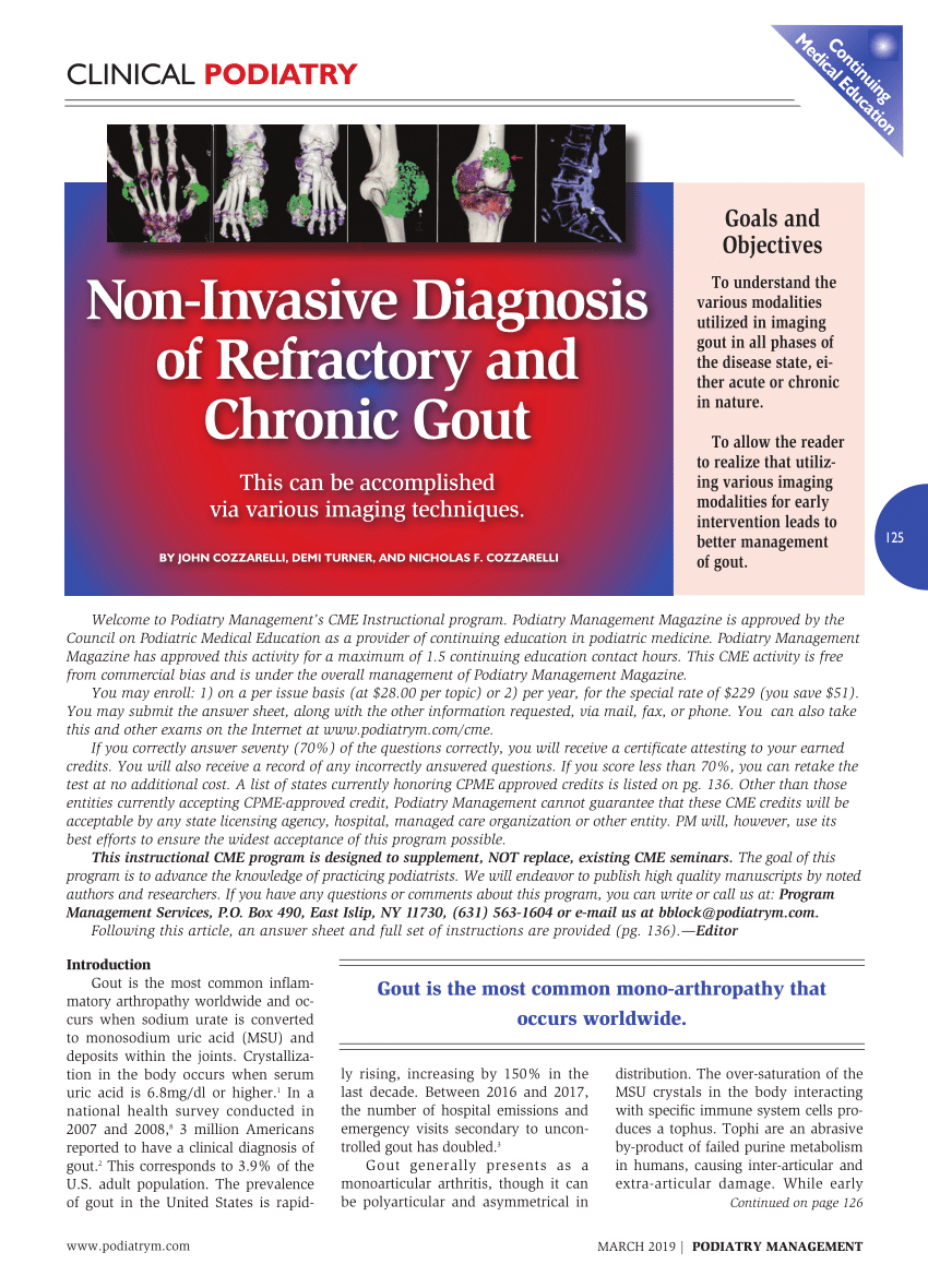 Pdf Non Invasive Diagnosis For Chronic And Refractory Gout