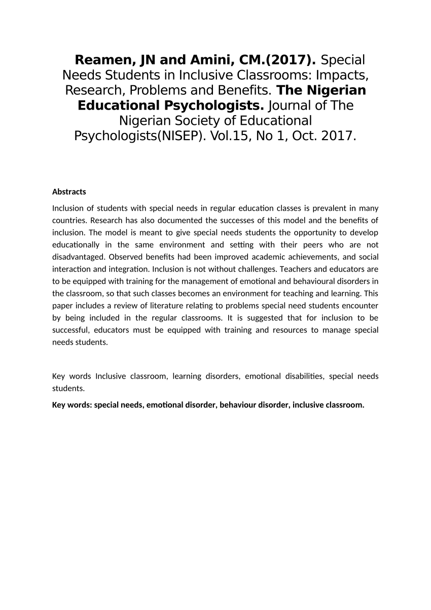 thesis on special needs education