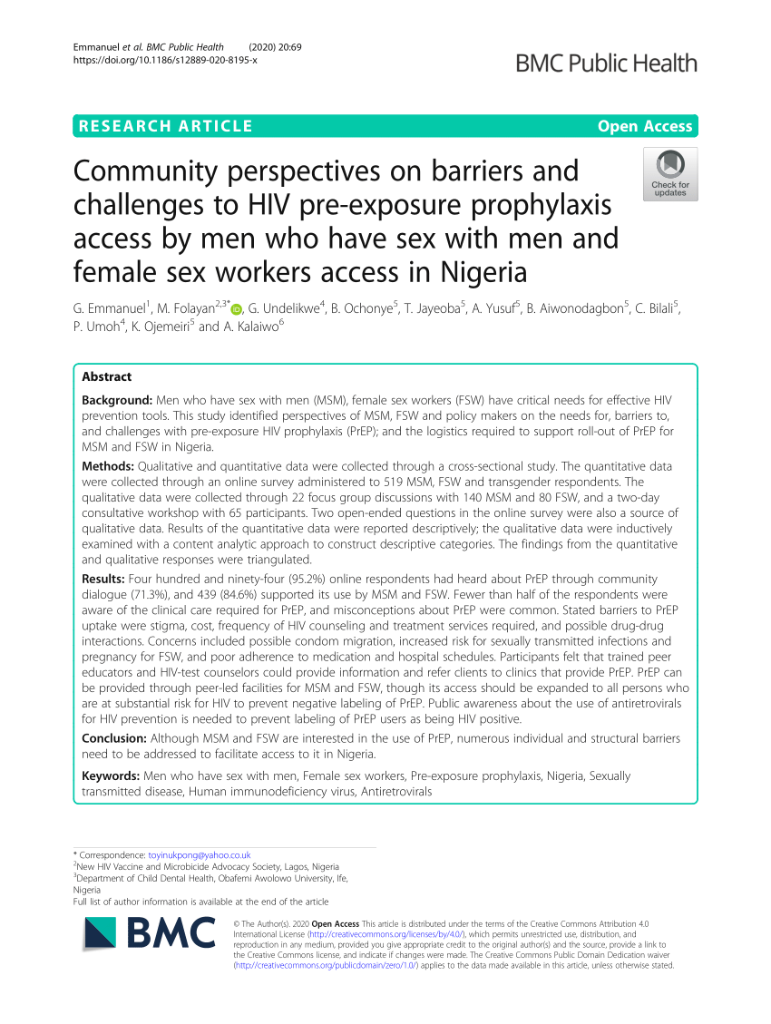 PDF Community perspectives on barriers and challenges to HIV pre