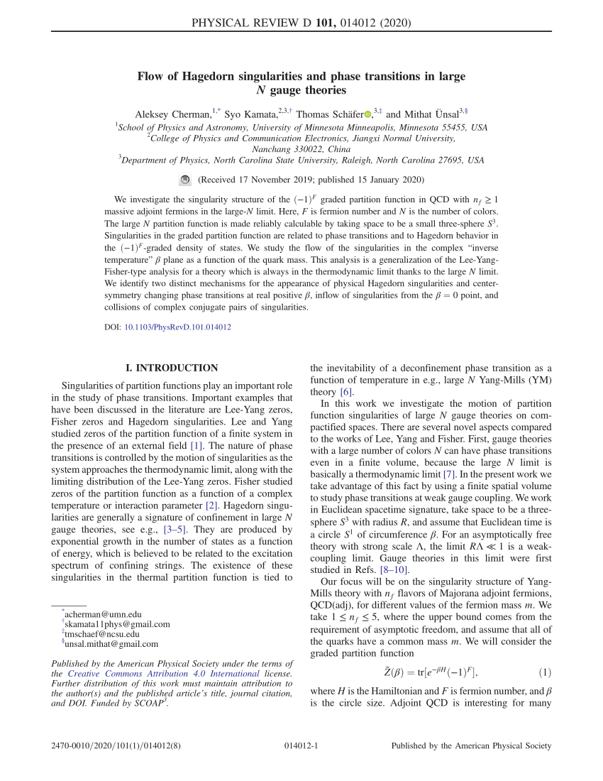 Pdf Flow Of Hagedorn Singularities And Phase Transitions In Large N Gauge Theories