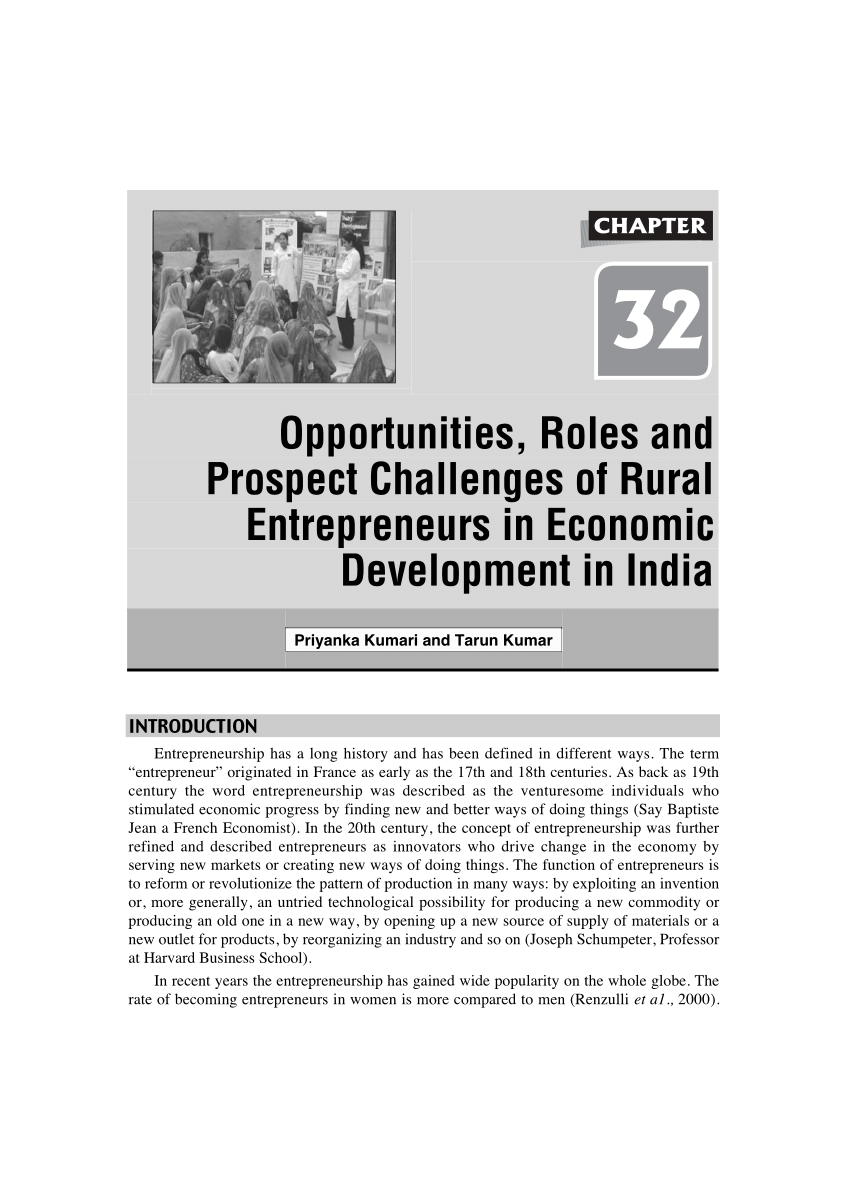 research paper on rural entrepreneurship in india