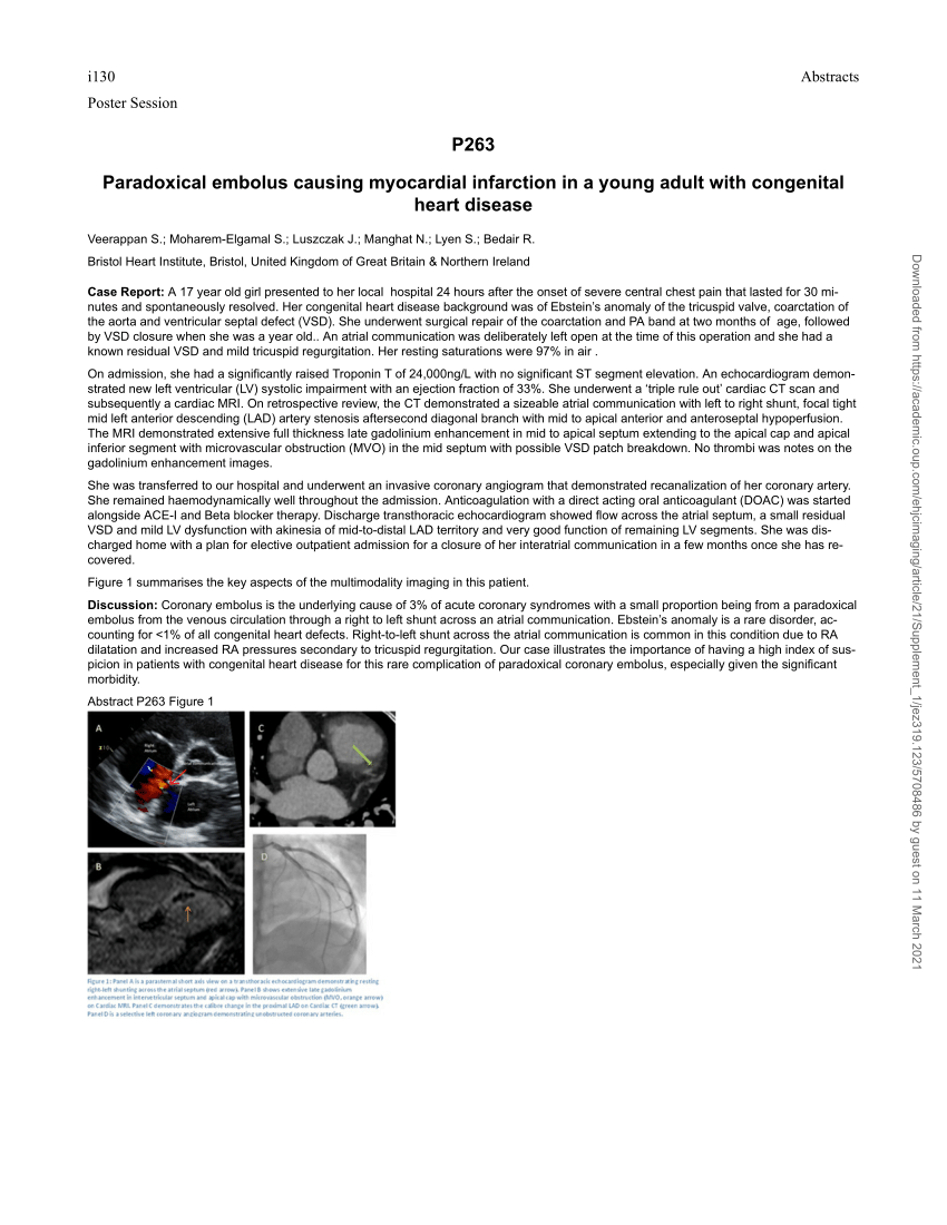 Pdf P263 Paradoxical Embolus Causing Myocardial Infarction In A Young Adult With Congenital 6410