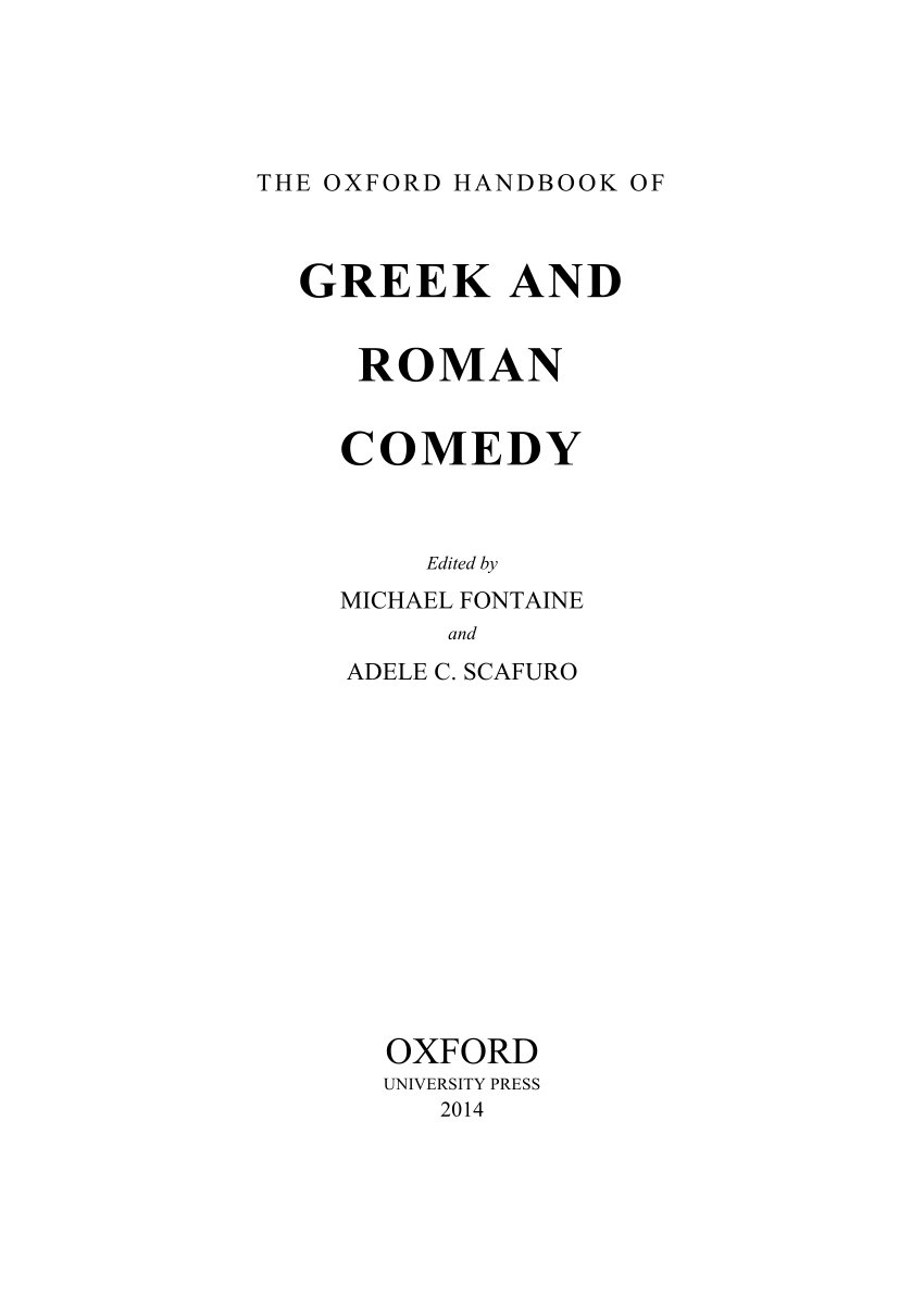(PDF) Later Greek Comedy in Later Antiquity, in M. Fontaine / A