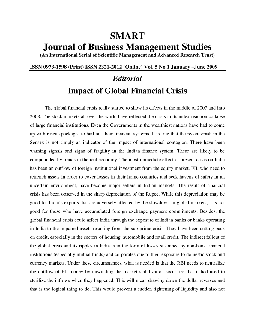 research paper on global financial crisis