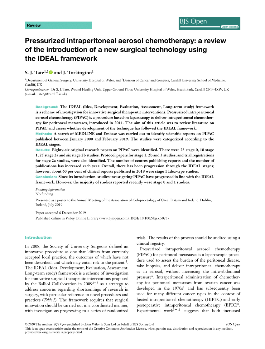 (PDF) Pressurized intraperitoneal aerosol chemotherapy a review of the