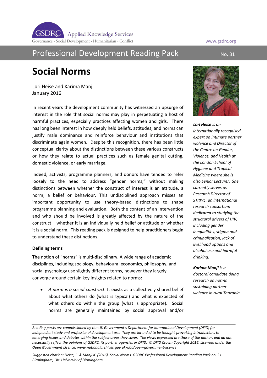 social norms research report