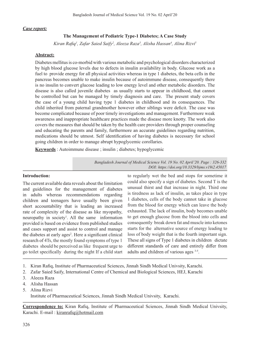 type 1 diabetes case study pdf