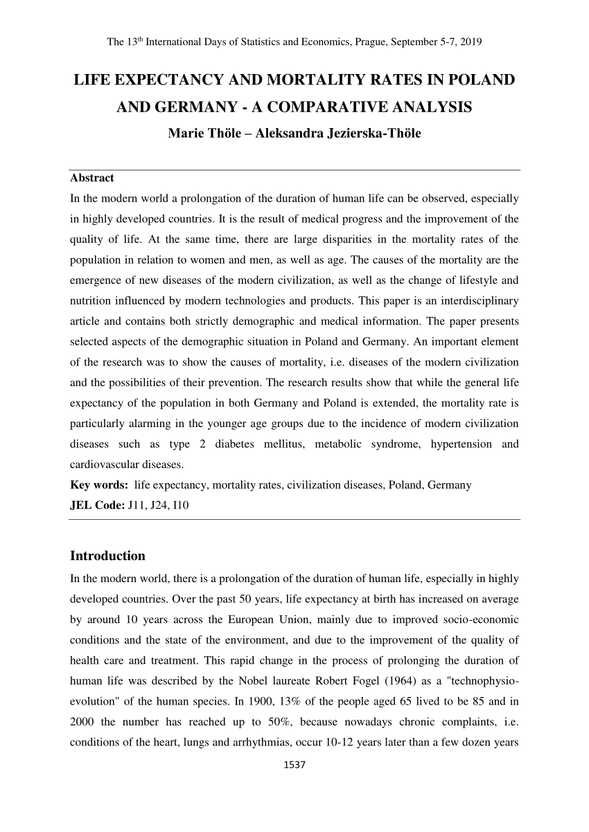 (PDF) Life expectancy and mortality rates in Poland and Germany — a comparative analysis