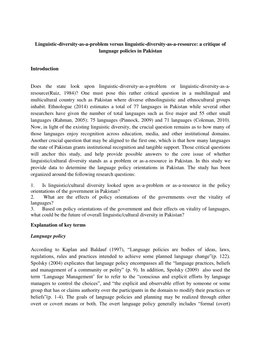 thesis on linguistic diversity
