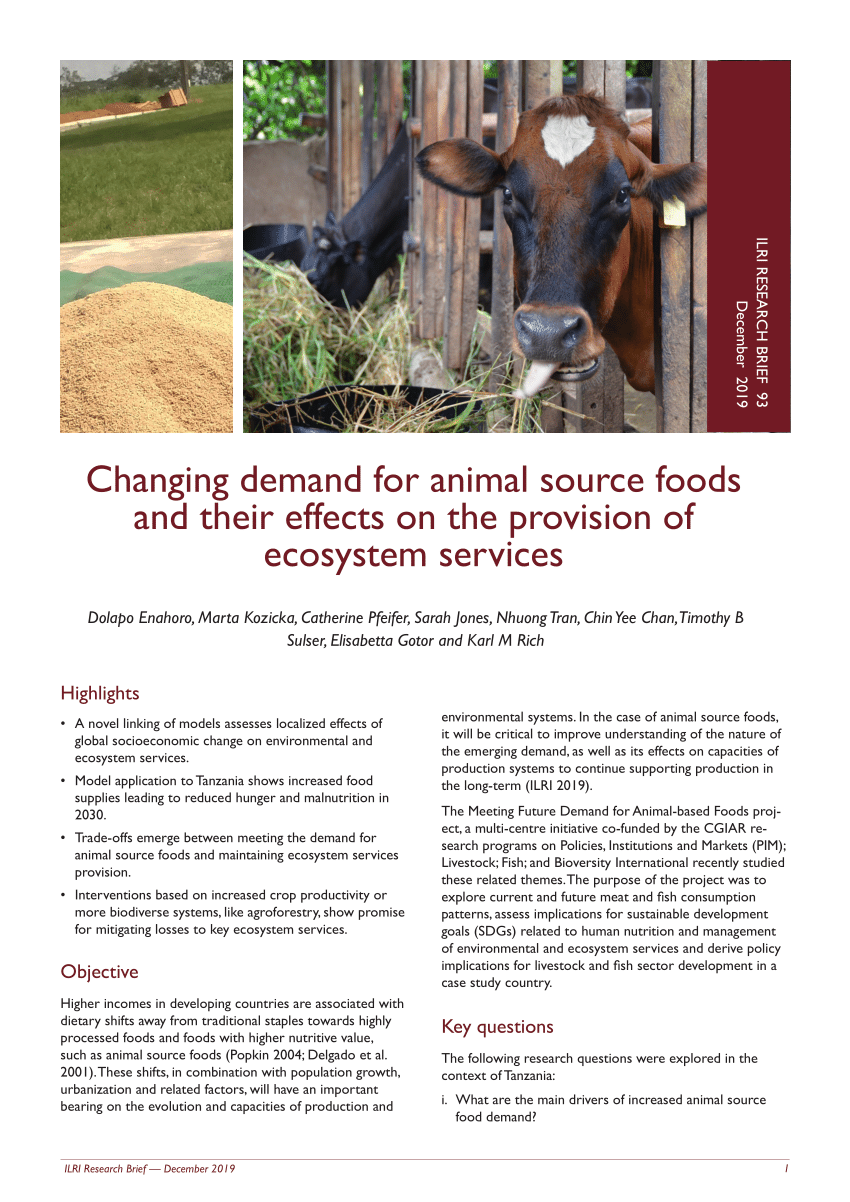PDF) Changing demand for animal source foods and their effects on the  provision of ecosystem services