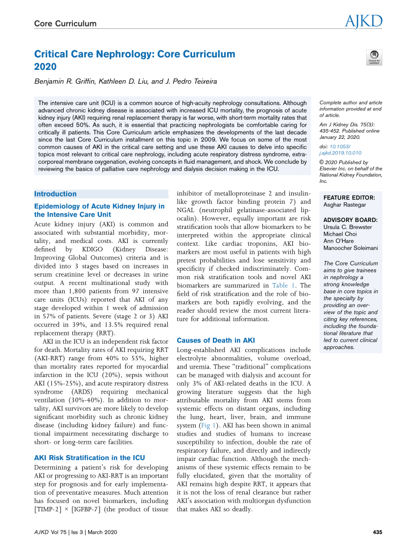 PDF Critical Care Nephrology Core Curriculum 2020