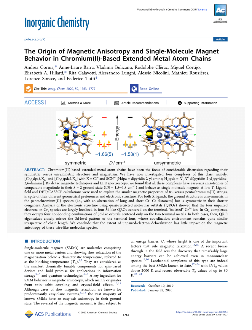 PDF) The Origin of Magnetic Anisotropy and Single-Molecule Magnet 