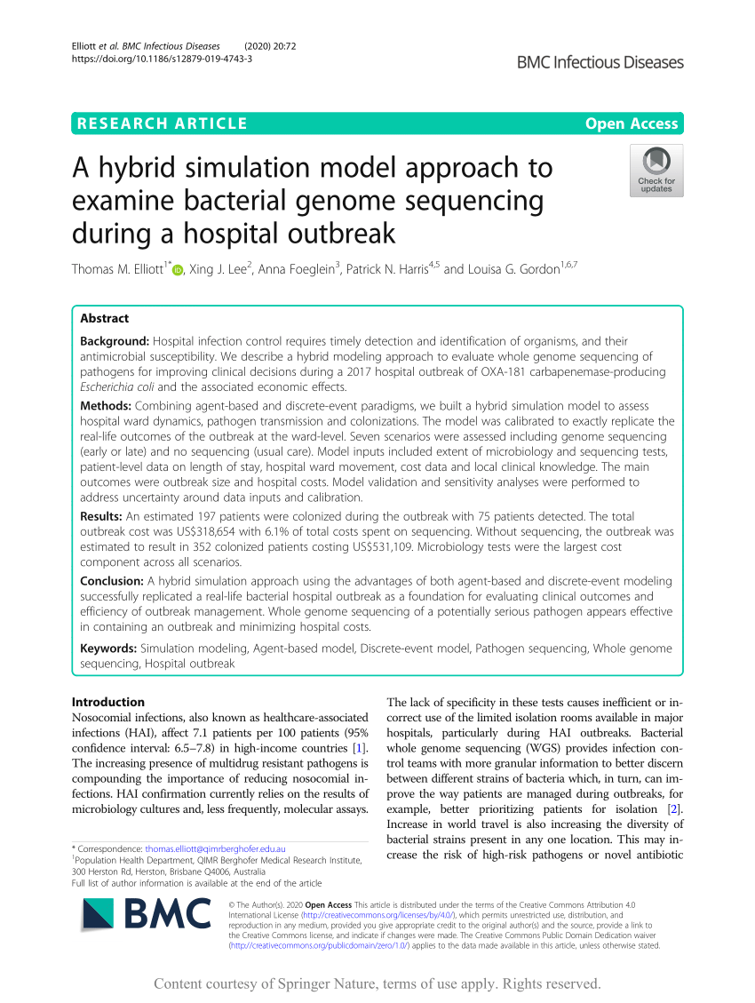 (PDF) A hybrid simulation model to examine bacterial sequencing during a hospital outbreak