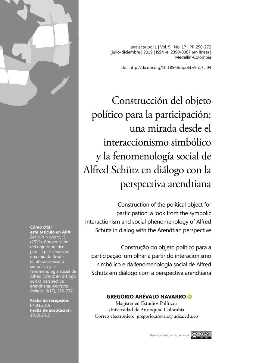 Pdf Construcción Del Objeto Político Para La Participación Una Mirada Desde El 7739