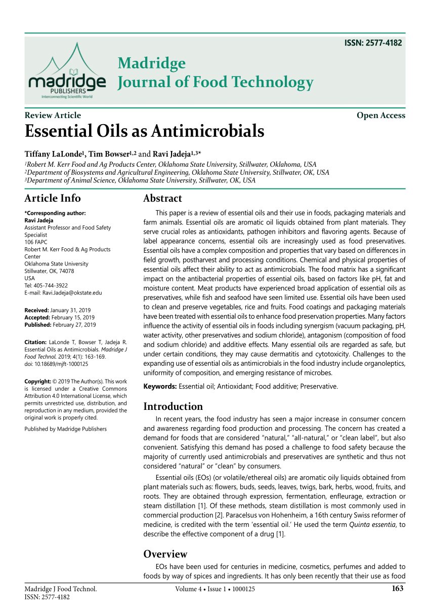 PDF) Essential Oils as Antimicrobials