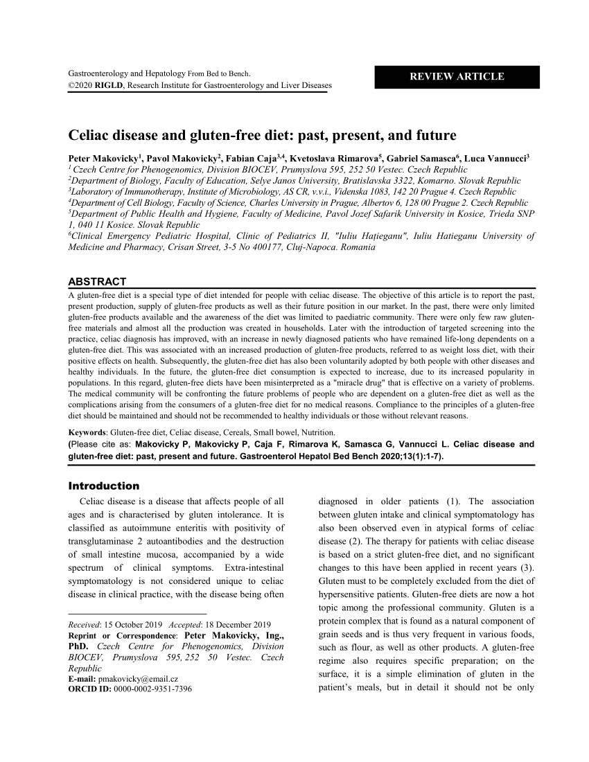 (PDF) Celiac disease and gluten-free diet: past, present ...