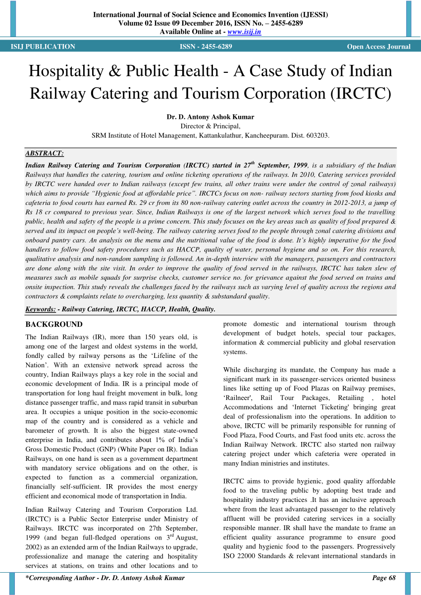 irctc research report pdf