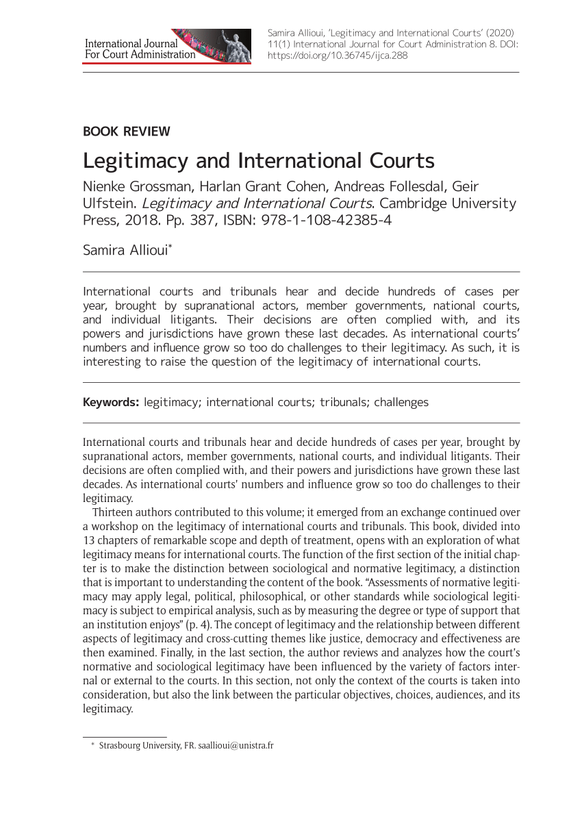 (PDF) Legitimacy and International Courts