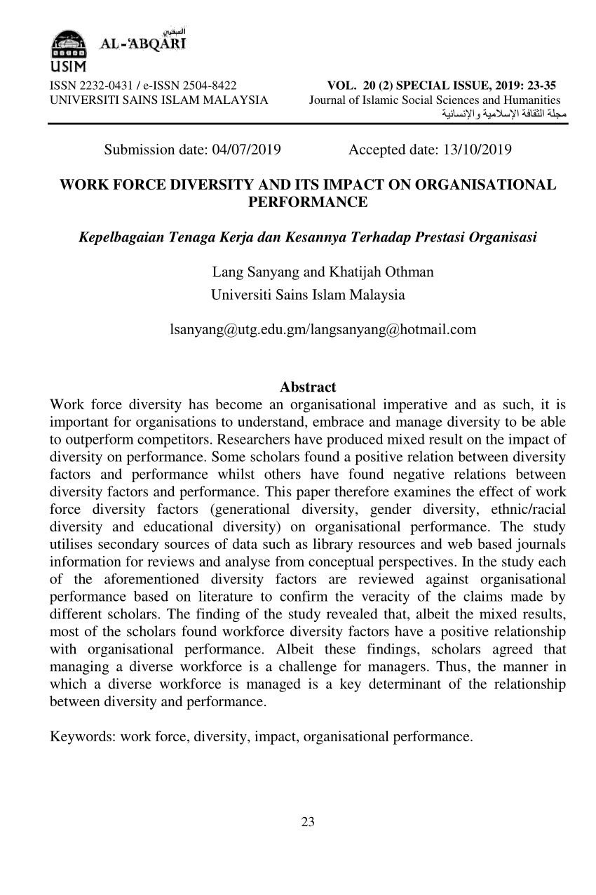 workforce diversity research paper
