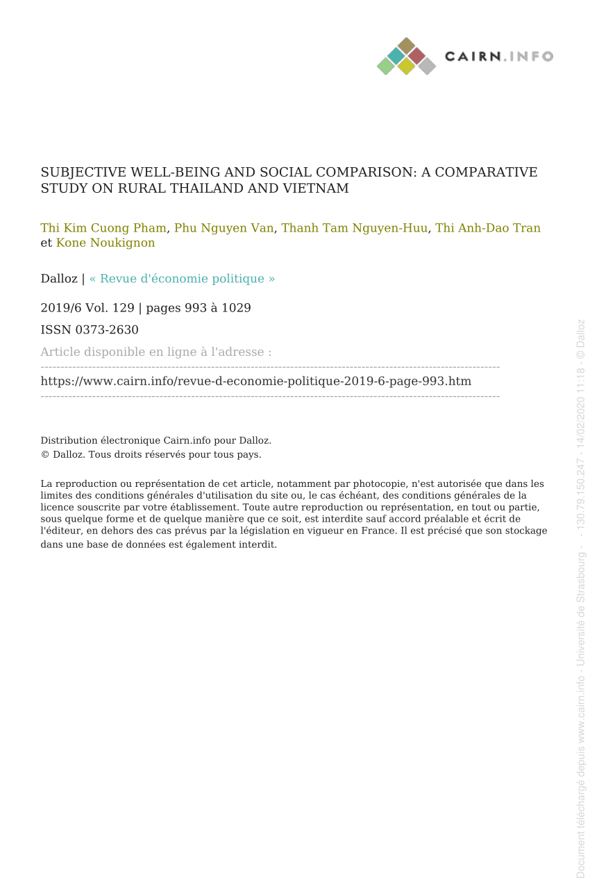 (PDF) Subjective Well-Being and Social Comparison: A Comparative Study on Rural Thailand and Vietnam