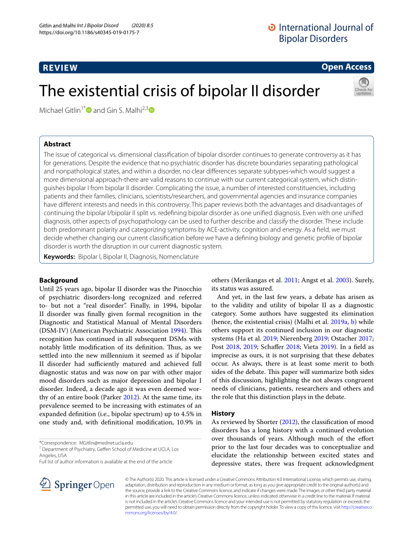 (PDF) The existential crisis of bipolar II disorder