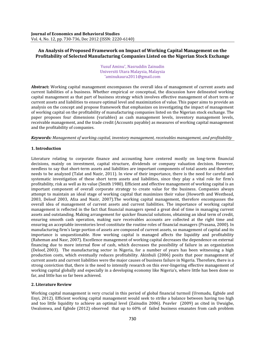 research proposal on impact of working capital management on profitability