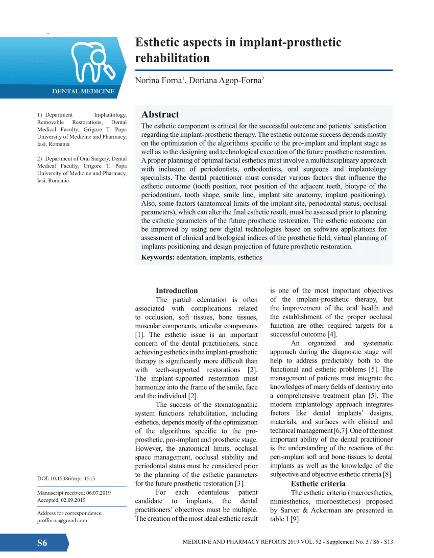 Esthetic, functional, and prosthetic outcomes with implant