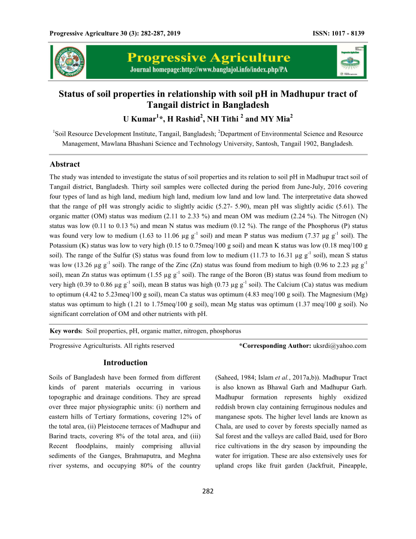 (PDF) Status of soil properties in relationship with soil pH in ...