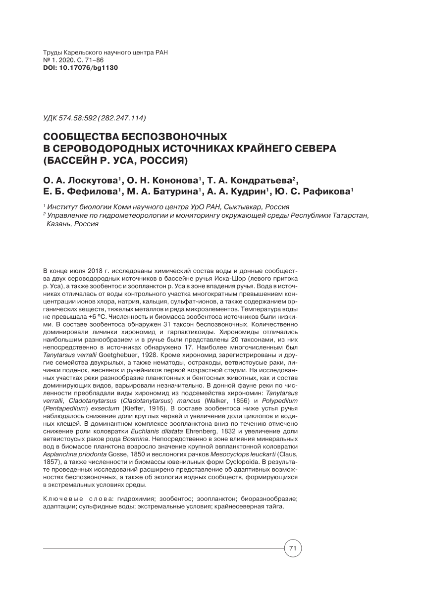 PDF) INVERTEBRATE COMMUNITIES IN HYDROGEN SULFIDE SPRINGS IN THE.