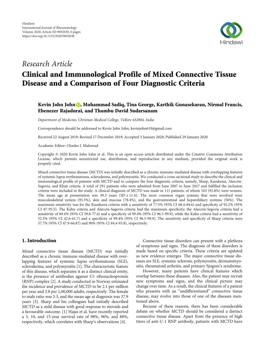 (PDF) Clinical and Immunological Profile of Mixed Connective Tissue