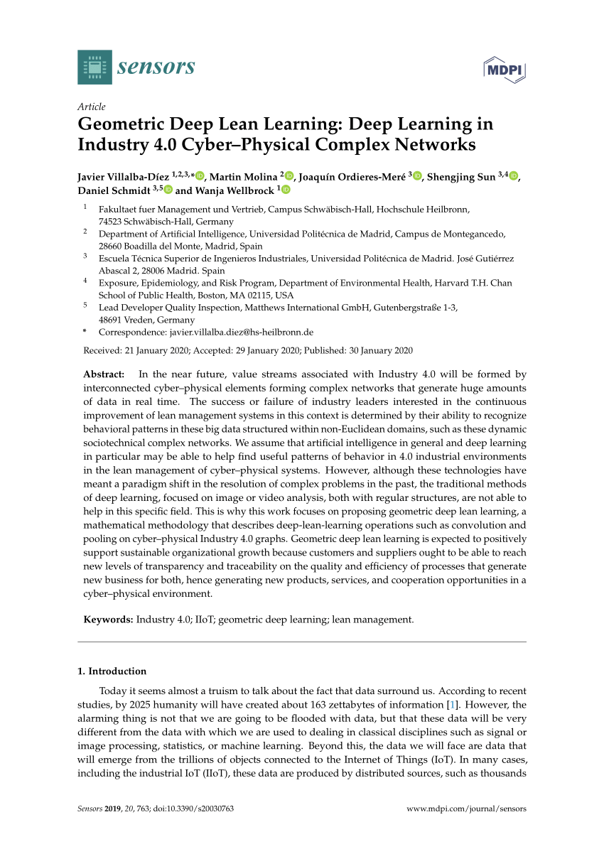 Pdf Geometric Deep Lean Learning Deep Learning In Industry 4 0 Cyber Physical Complex Networks