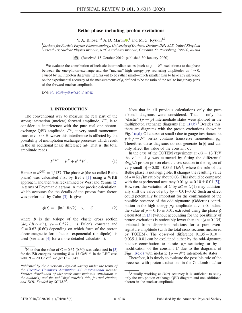 Pdf Bethe Phase Including Proton Excitations