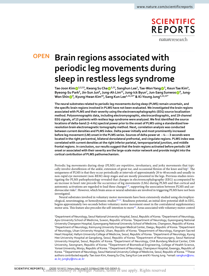(PDF) Brain regions associated with periodic leg movements during ...