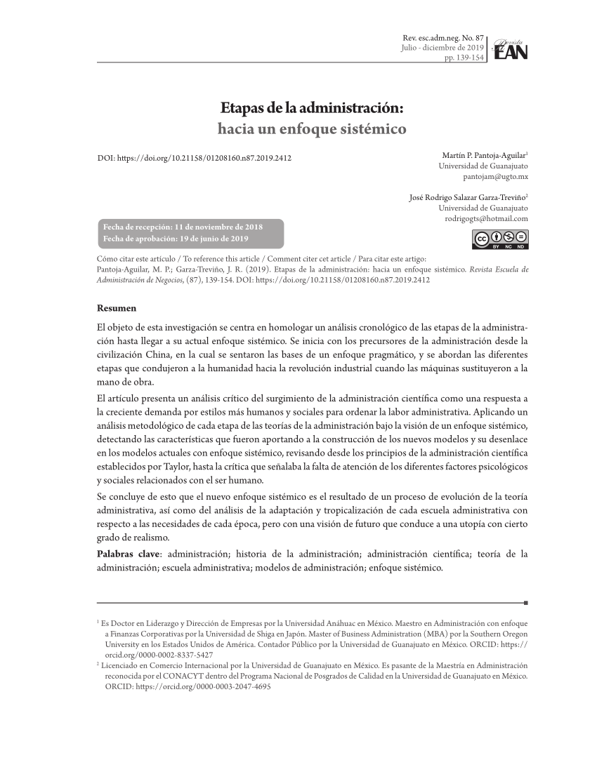 PDF) Etapas de la administración: hacia un enfoque sistémico