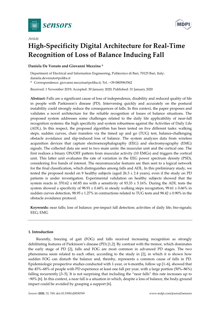 Centro Assistenza Lg Bari.Pdf High Specificity Digital Architecture For Real Time Recognition Of Loss Of Balance Inducing Fall