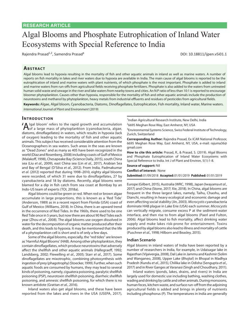 case study on eutrophication in india