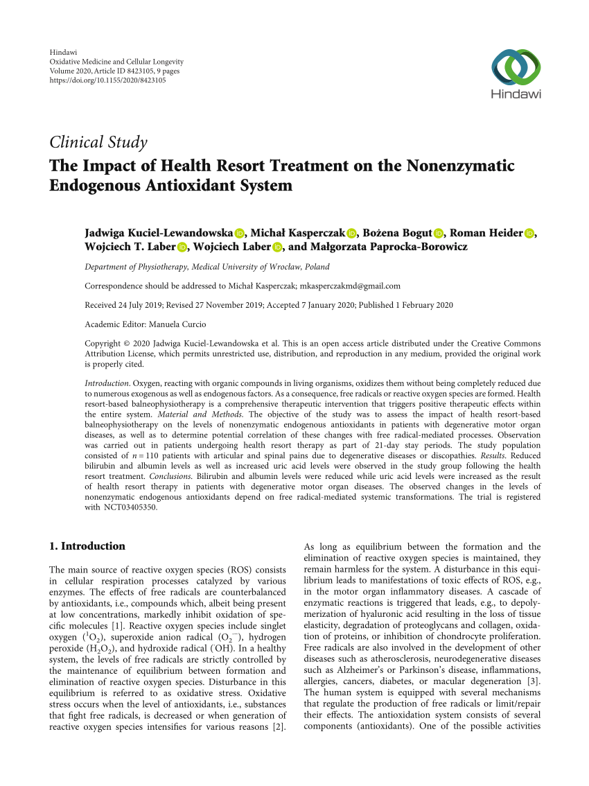 PDF) The Impact of Health Resort Treatment on the Nonenzymatic 