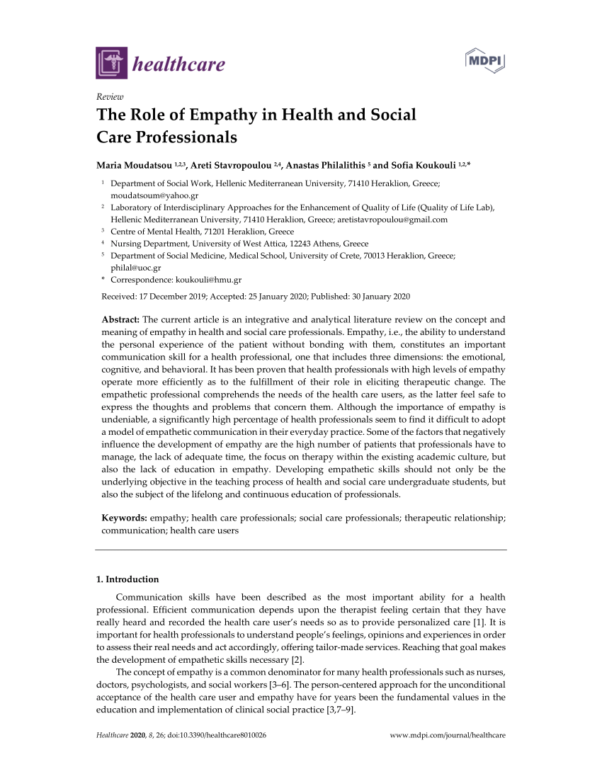 empathy healthcare essay