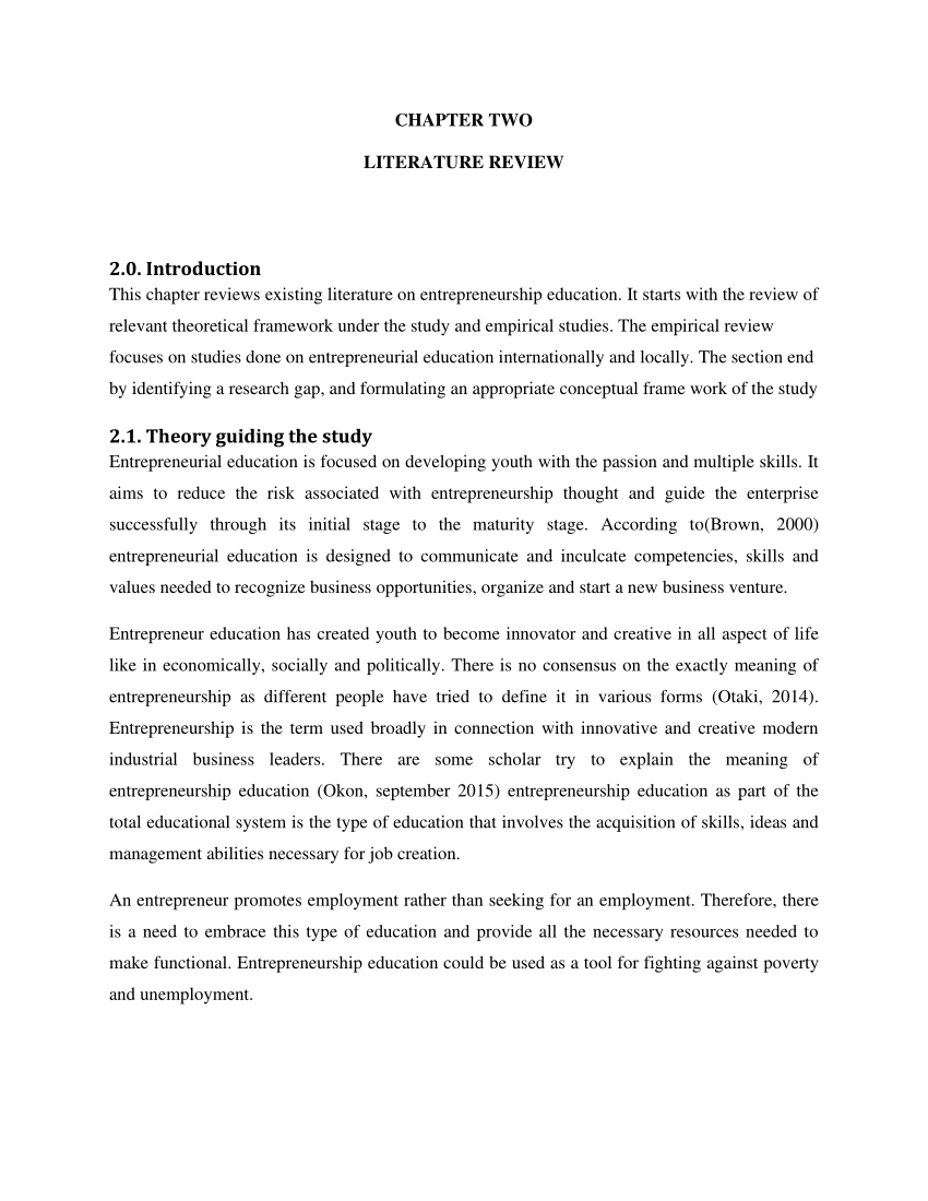 example of literature review chapter 2