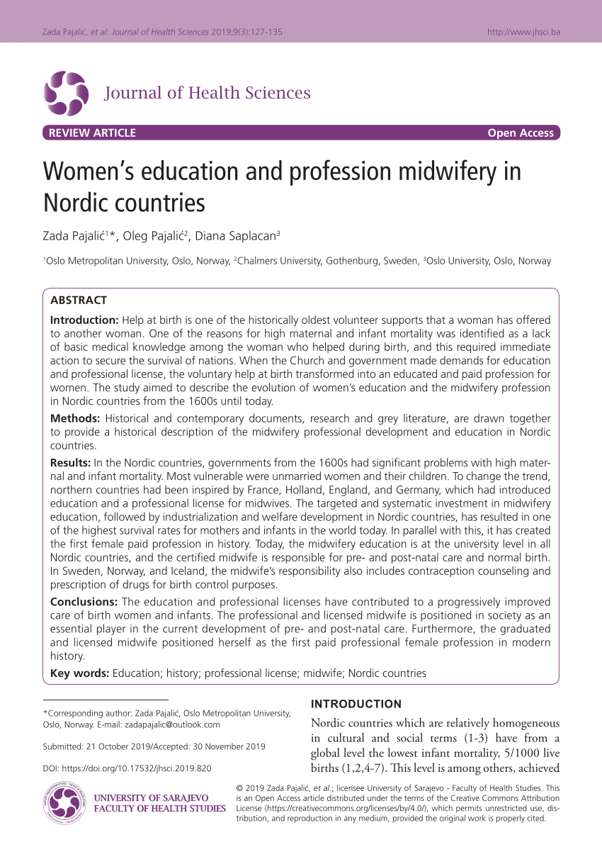 PDF) Women's education and profession midwifery in Nordic countries