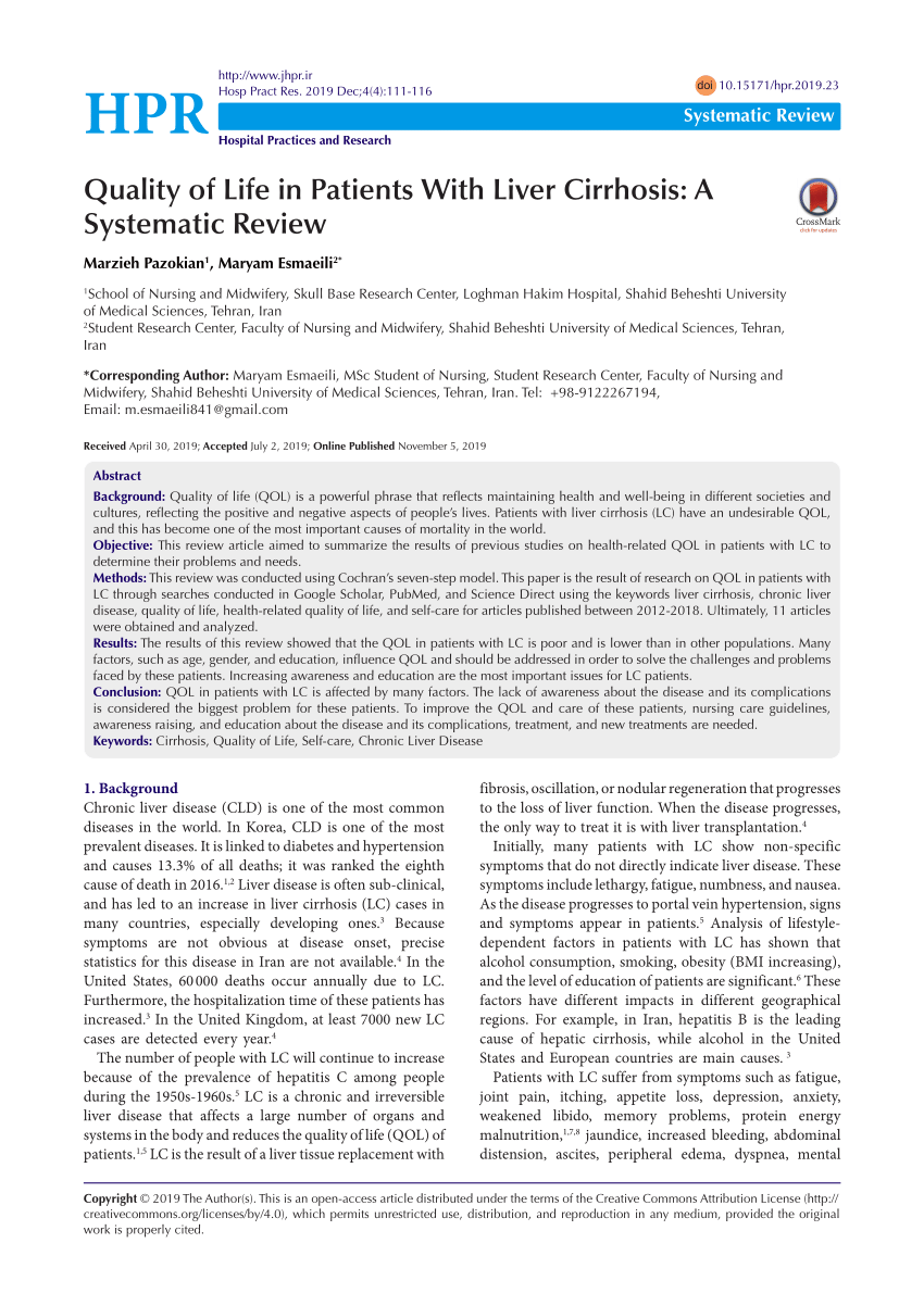 liver cirrhosis research paper