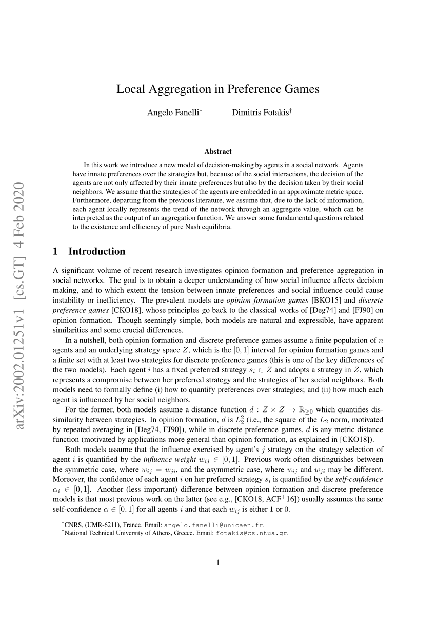 PDF) Local Aggregation in Preference Games