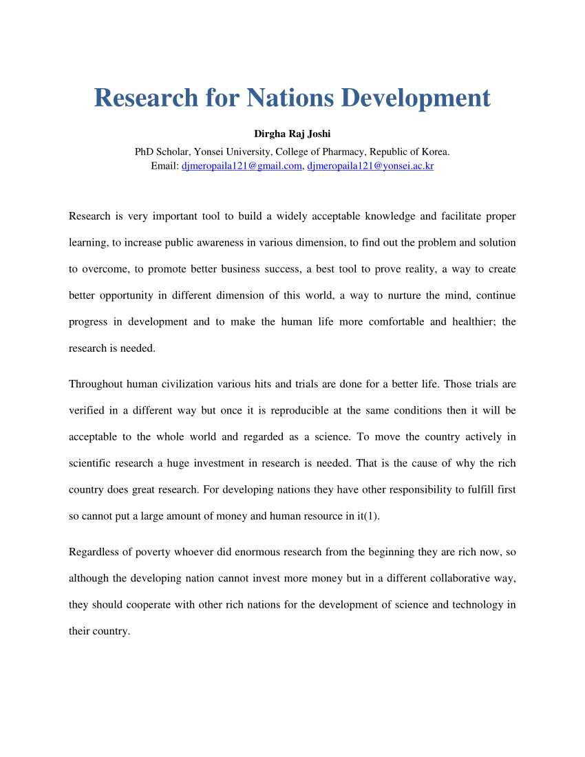 essay on development of a nation