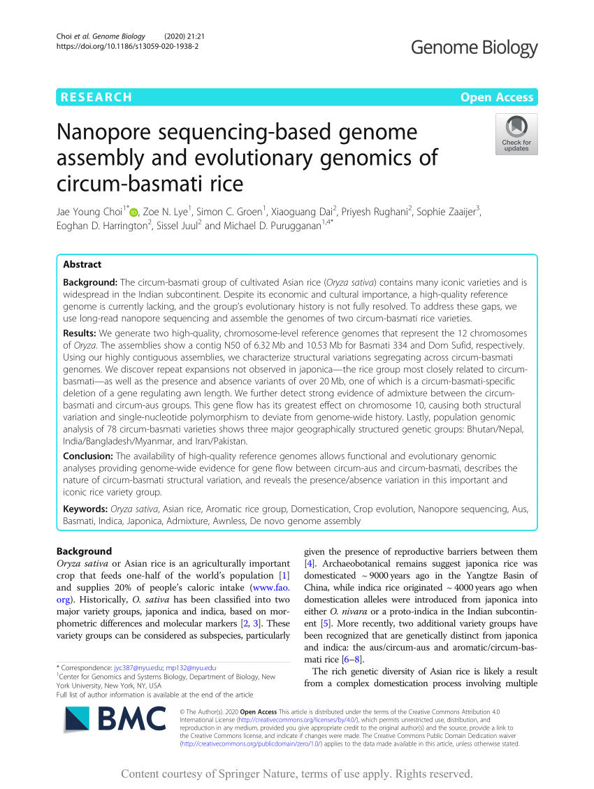 (PDF) Nanopore sequencing-based genome assembly and 